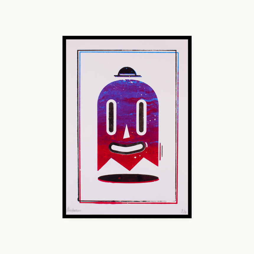 Rune Fallesen - Happy Ghost Blue/Red- 25x35cm