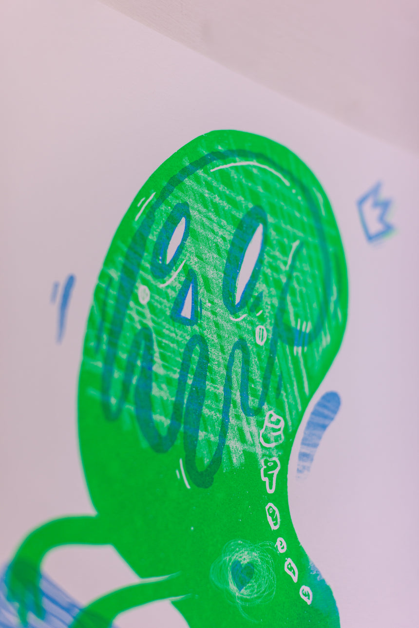 Rune Fallesen - Screenprint till death - Neon Green - 35x50cm