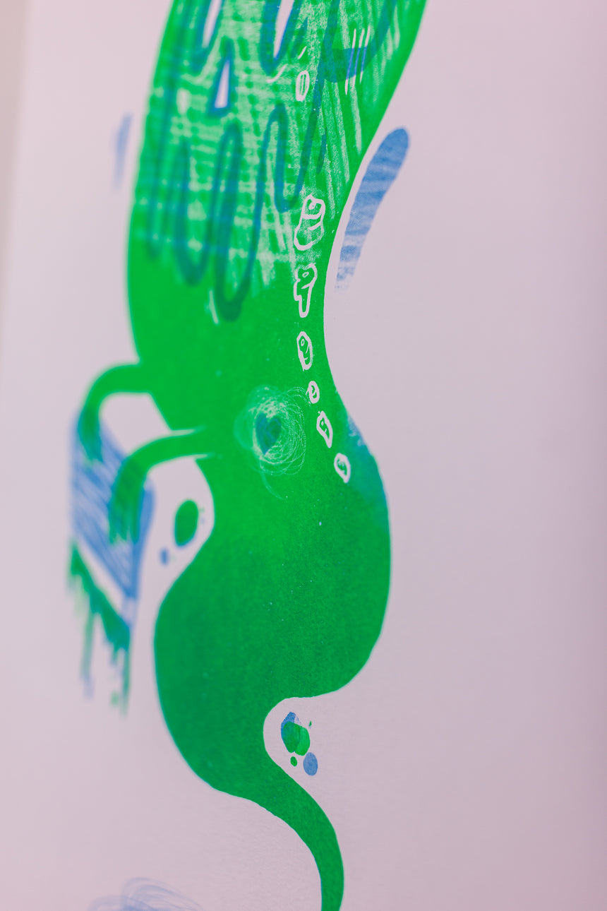 Rune Fallesen - Screenprint till death - Neon Green - 35x50cm